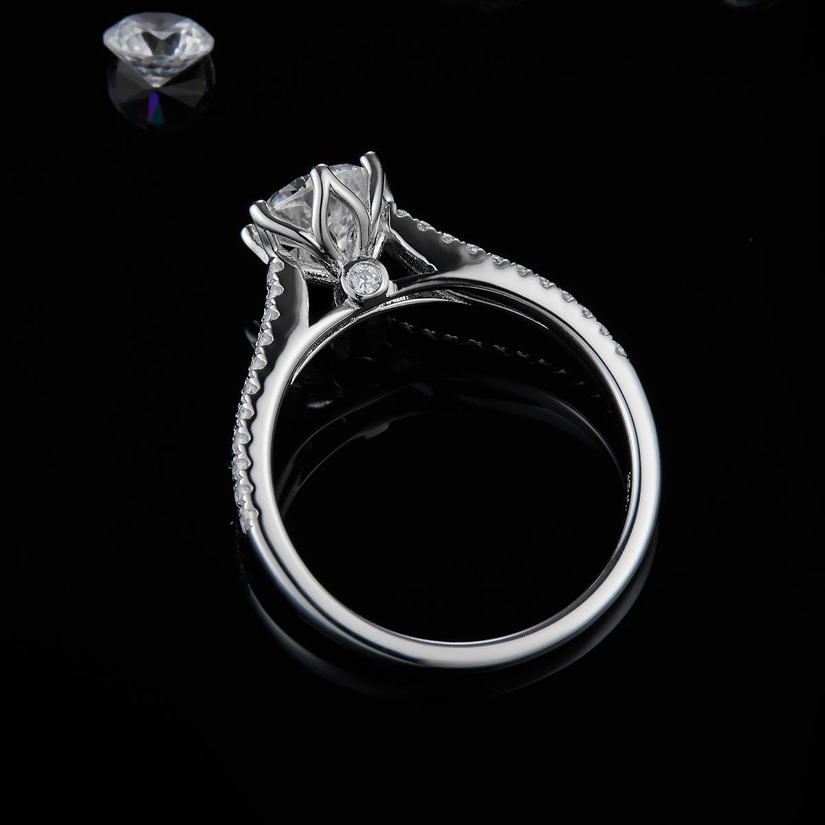 Luxury Double Row Micro Inlaid Round Bag Women's Ring S925 Silver Plated Platinum Customized Selection Main Stone Moissanite Diamond 1.0ct/Secondary Stone High Carbon Diamond