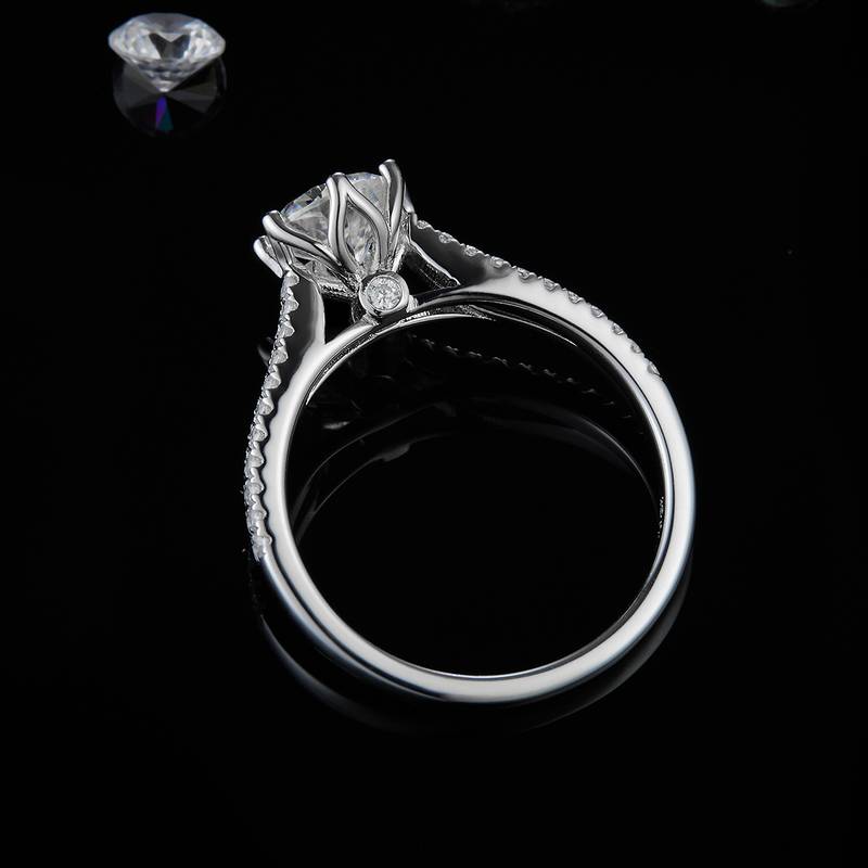 Luxury Double Row Micro Inlaid Round Bag Women's Ring S925 Silver Plated Platinum Customized Selection Main Stone Moissanite Diamond 1.0ct/Secondary Stone High Carbon Diamond