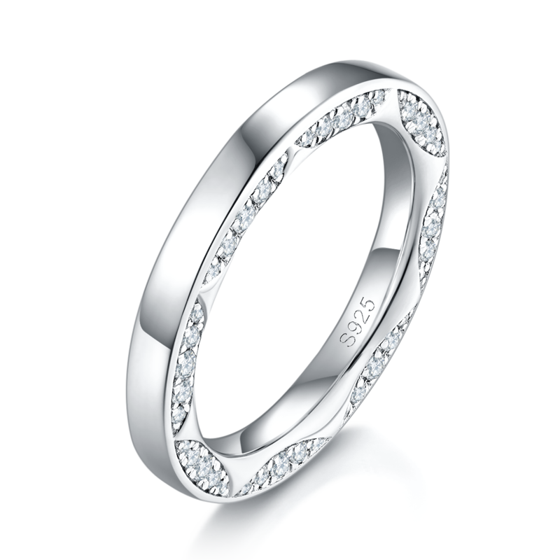 S925 Silver Plated Platinum Couple's Ring Customized Selection with Sub Stone Moissanite Diamond 1.32ct