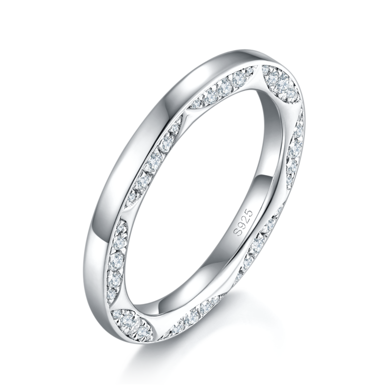S925 Silver Plated Platinum Couple's Ring Customized Selection with Sub Stone Moissanite Diamond 1.32ct
