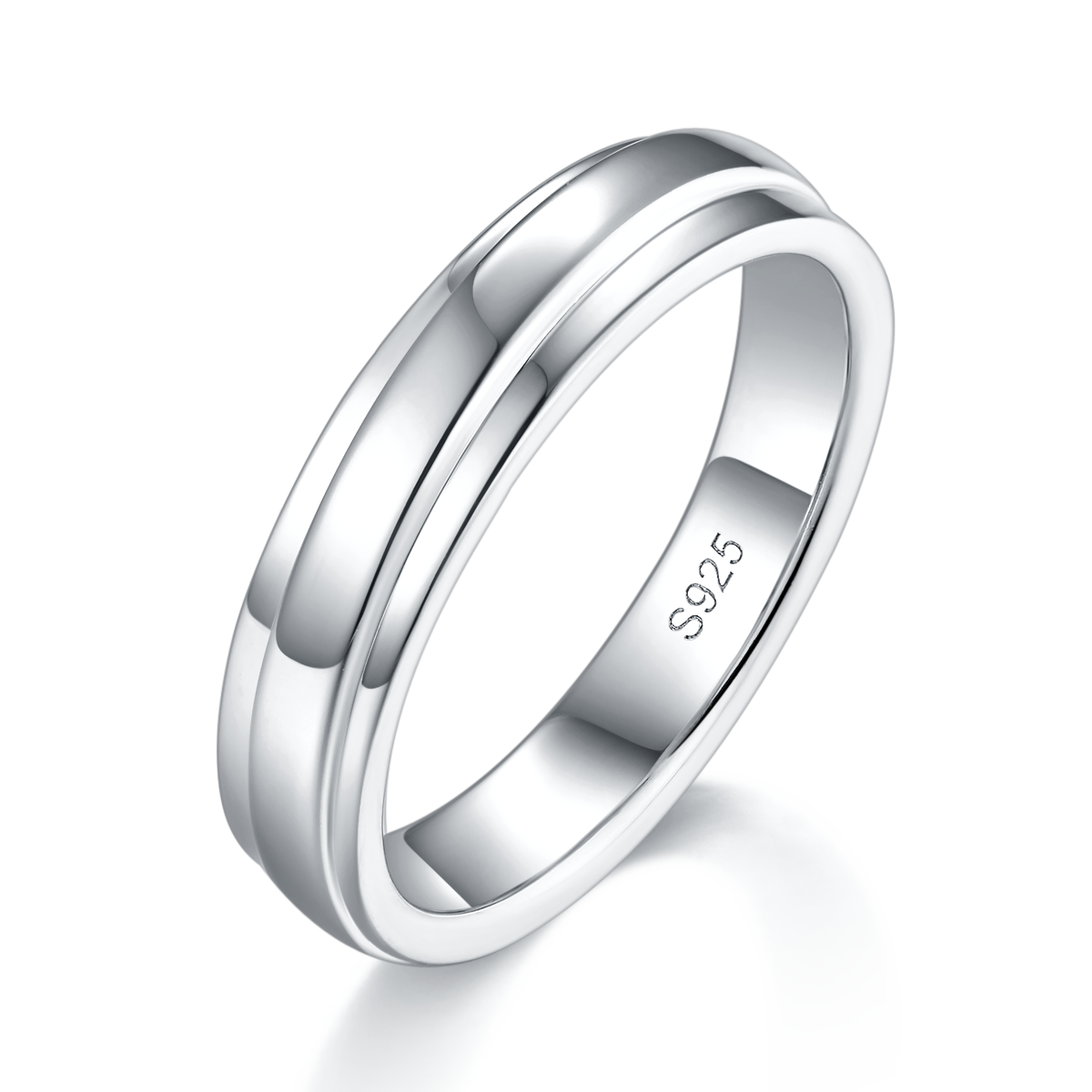 S925 Silver Plated Platinum Couple's Ring Customized Selection, Accessory Stone Moissanite Diamond 0.1ct