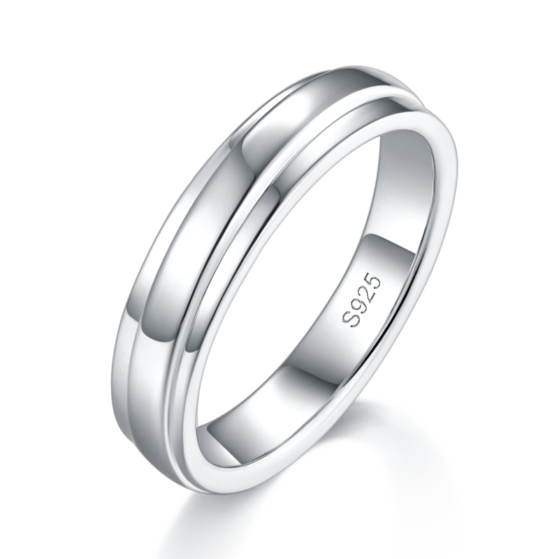 S925 Silver Plated Platinum Couple's Ring Customized Selection, Accessory Stone Moissanite Diamond 0.1ct