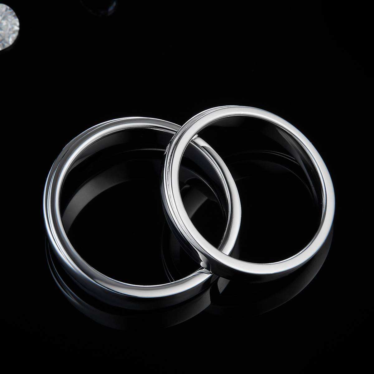 S925 Silver Plated Platinum Couple's Ring Customized Selection, Accessory Stone Moissanite Diamond 0.1ct