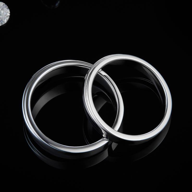 S925 Silver Plated Platinum Couple's Ring Customized Selection, Accessory Stone Moissanite Diamond 0.1ct