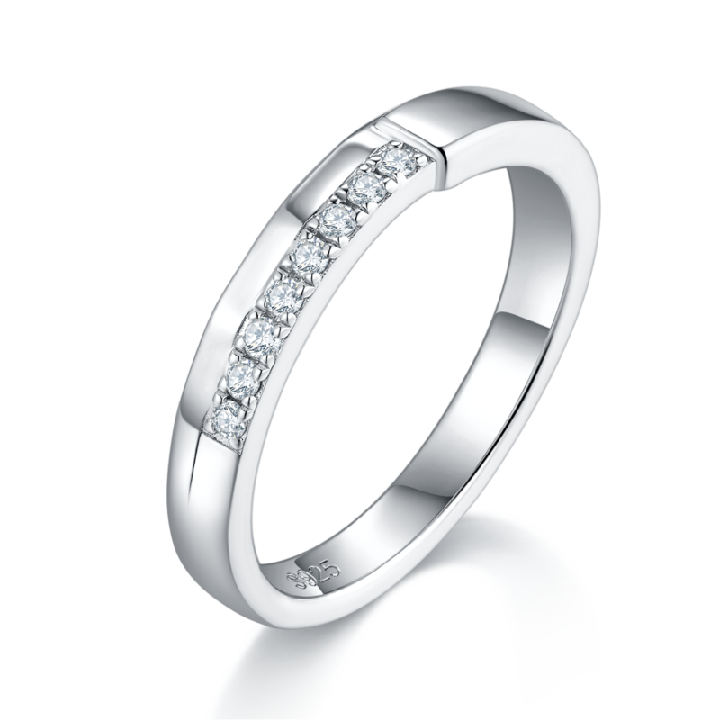 S925 Silver Plated Platinum Master Couple Pair Ring Customized Selection Accessory Stone Moissanite Diamond 0.2ct