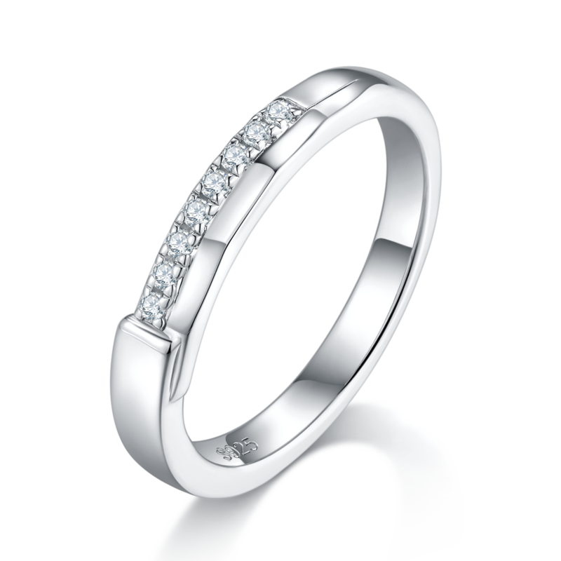 S925 Silver Plated Platinum Master Couple Pair Ring Customized Selection Accessory Stone Moissanite Diamond 0.2ct