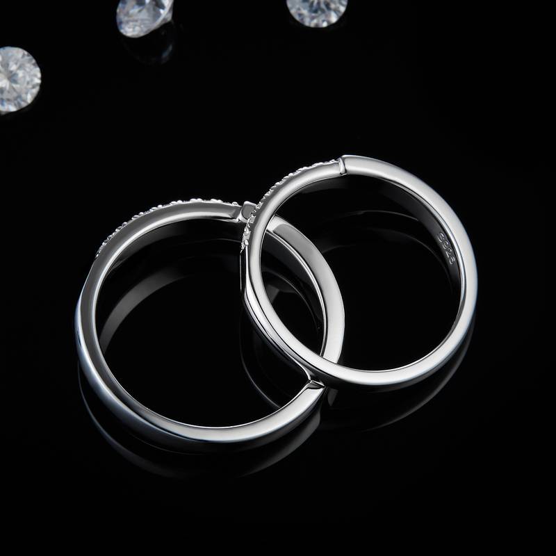 S925 Silver Plated Platinum Master Couple Pair Ring Customized Selection Accessory Stone Moissanite Diamond 0.2ct
