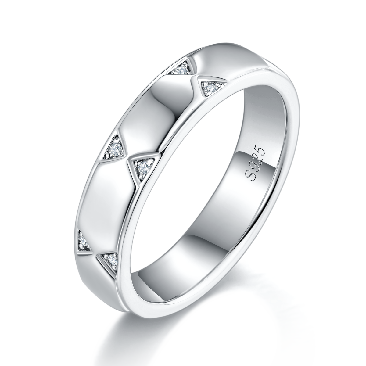 S925 Silver Plated Platinum Couple's Ring Customized Selection, Accessory Stone Moissanite Diamond 0.13ct