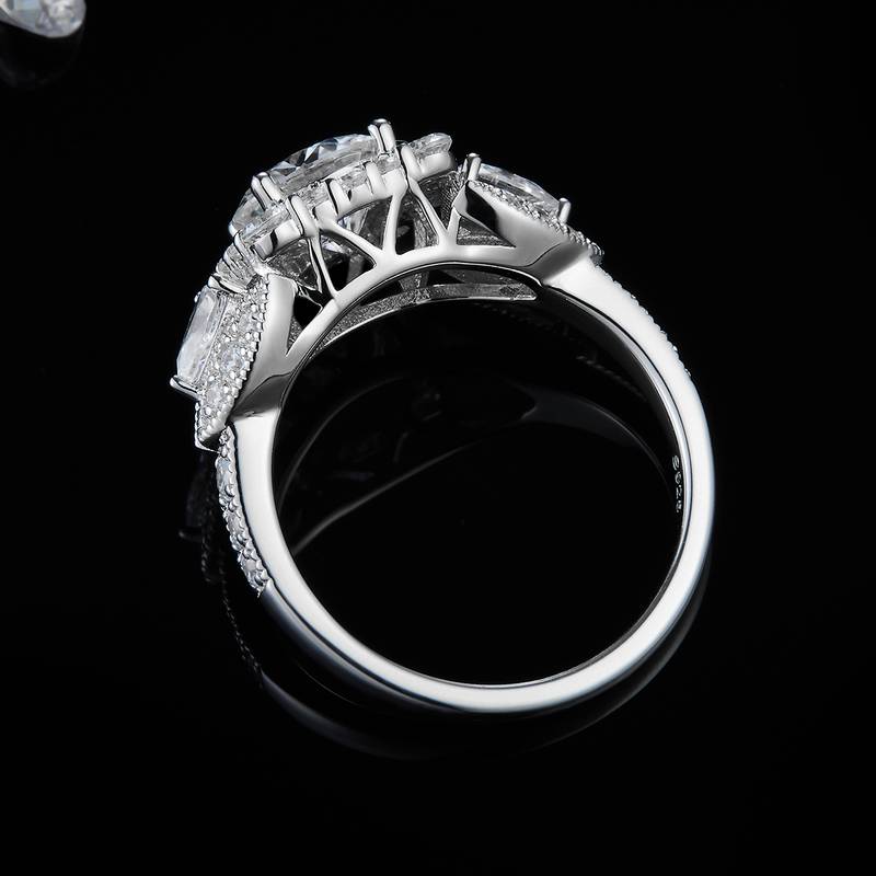 Light Luxury Full Diamond Square Bag Women's Ring S925 Silver Plated Platinum Customized Selection Main Stone Moissanite Diamond 1.5ct/Secondary Stone High Carbon Diamond