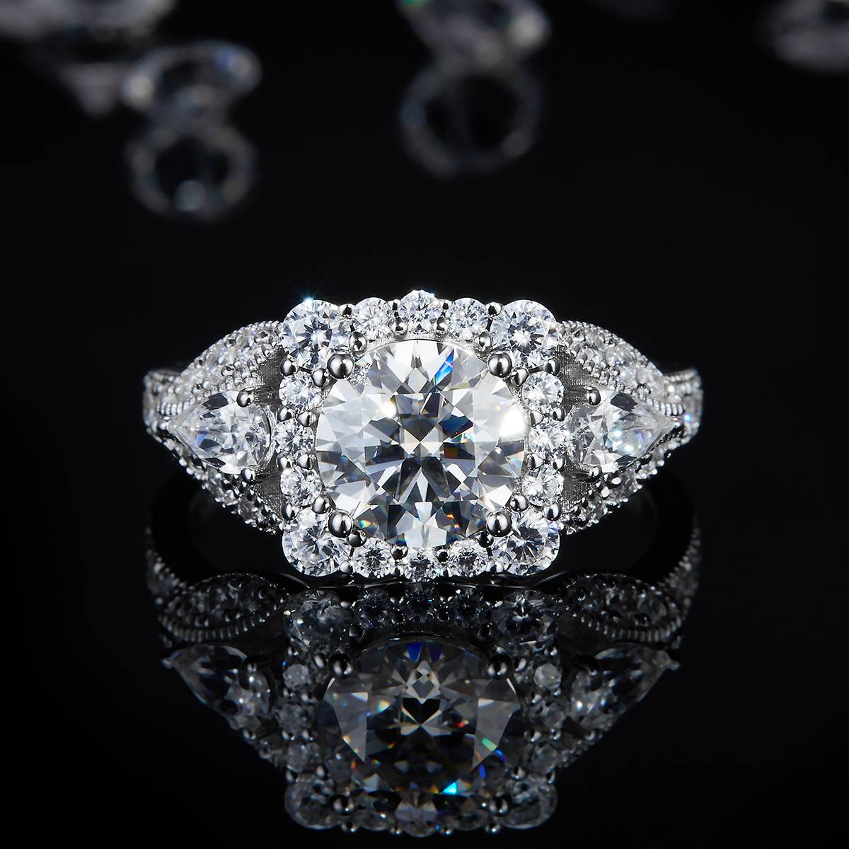 Light Luxury Full Diamond Square Bag Women's Ring S925 Silver Plated Platinum Customized Selection Main Stone Moissanite Diamond 1.5ct/Secondary Stone High Carbon Diamond