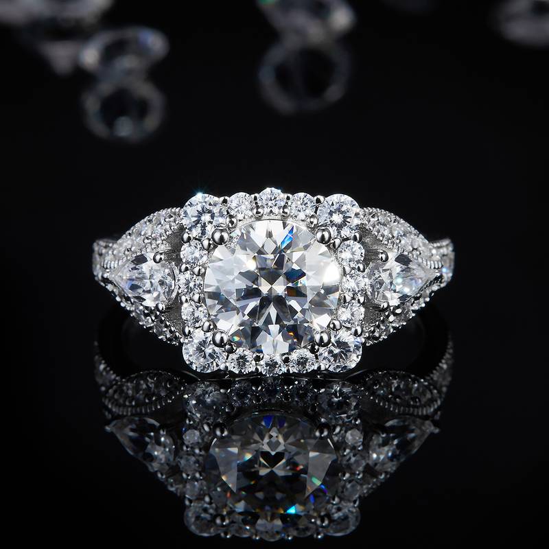 Light Luxury Full Diamond Square Bag Women's Ring S925 Silver Plated Platinum Customized Selection Main Stone Moissanite Diamond 1.5ct/Secondary Stone High Carbon Diamond