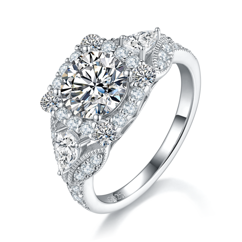 Light Luxury Full Diamond Square Bag Women's Ring S925 Silver Plated Platinum Customized Selection Main Stone Moissanite Diamond 1.5ct/Secondary Stone High Carbon Diamond