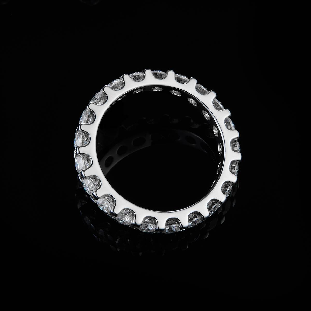 3.0mm lined ring S925 silver plated platinum customized option, secondary stone moissanite diamond 2.1ct