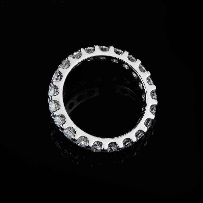 3.0mm lined ring S925 silver plated platinum customized option, secondary stone moissanite diamond 2.1ct