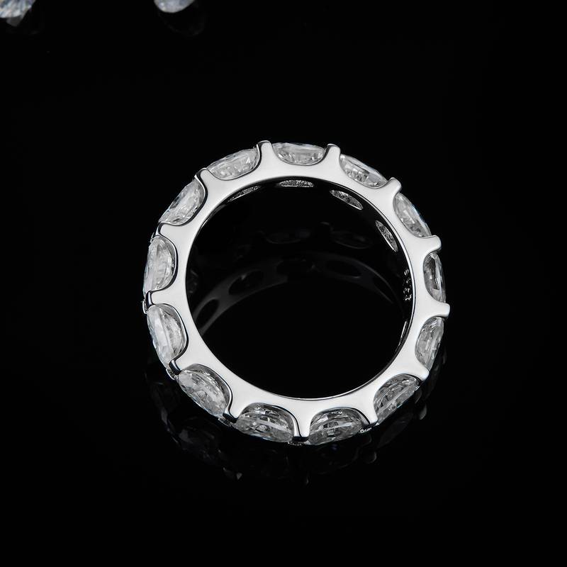 Egg shaped lined S925 silver plated platinum women's ring custom selection, accessory stone moissanite diamond 3.9ct