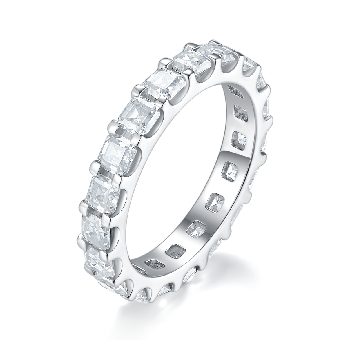 3.0阿斯切排戒S925银镀白金女戒定制选款副石莫桑钻3.15ct