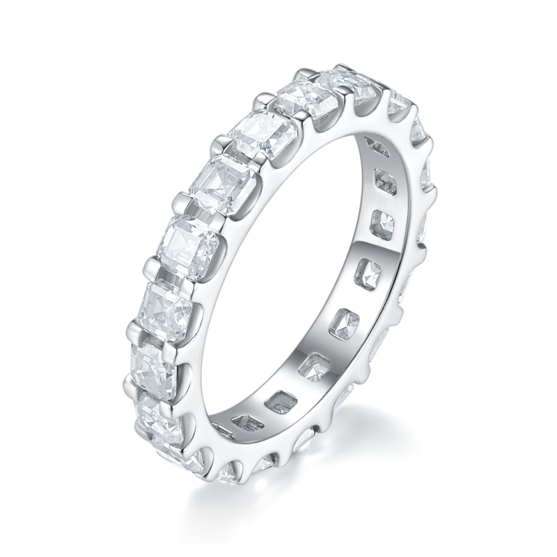 3.0 Ascher lined ring S925 silver plated platinum women's ring custom selection, secondary stone moissanite diamond 3.15ct