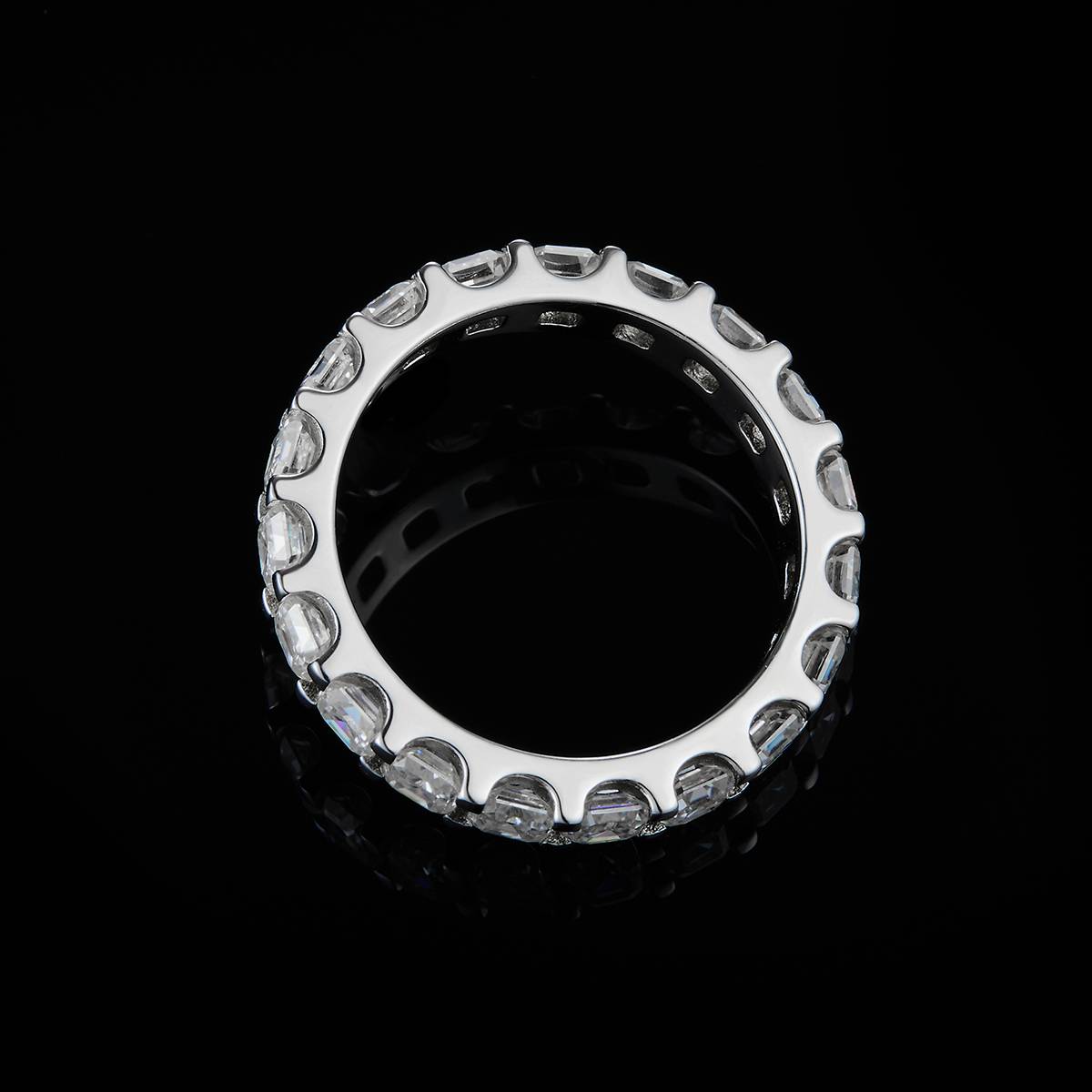 3.0阿斯切排戒S925银镀白金女戒定制选款副石莫桑钻3.15ct