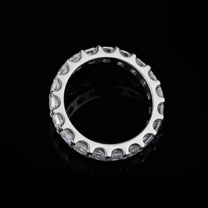 3.0 Ascher lined ring S925 silver plated platinum women's ring custom selection, secondary stone moissanite diamond 3.15ct