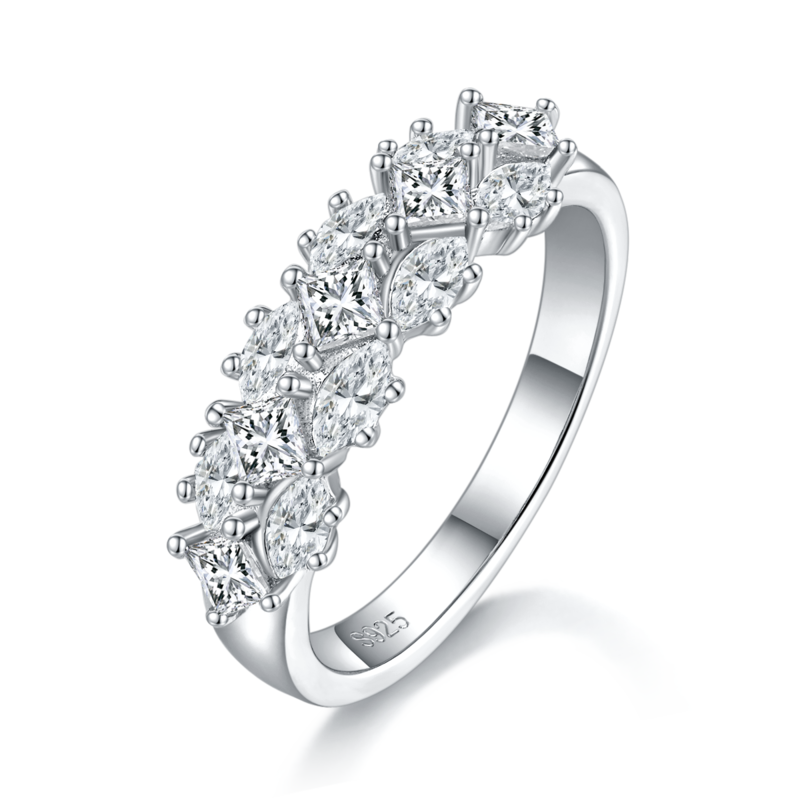 排戒S925银镀白金Women's Ring定制选款副石Moissanite1.1ct