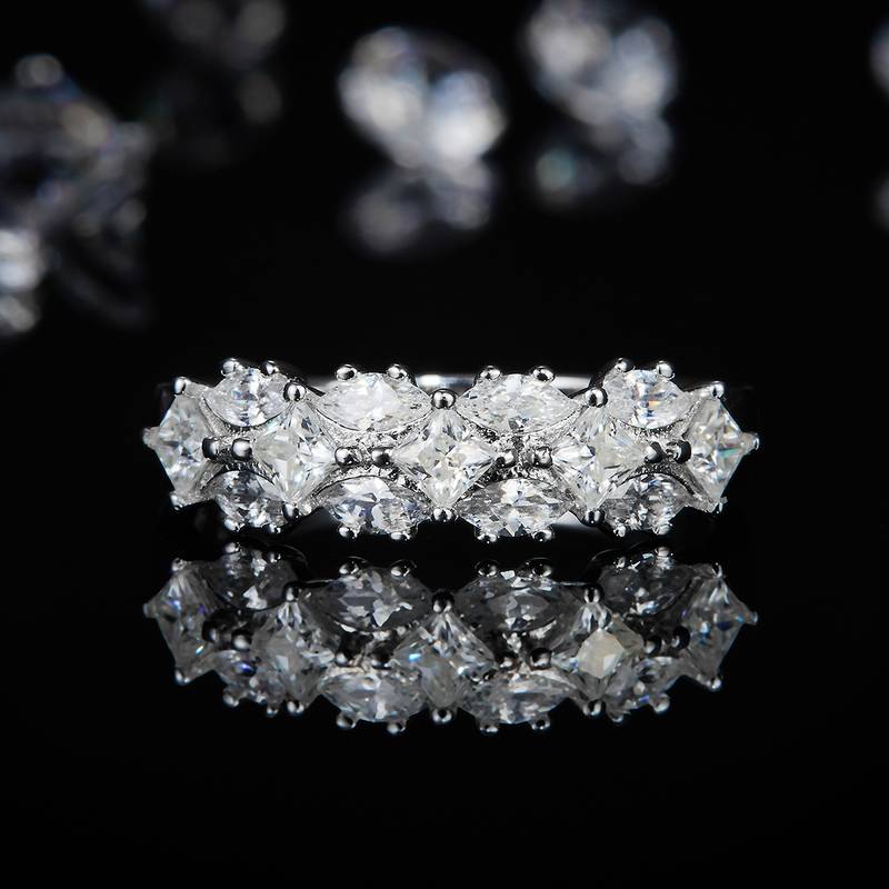 排戒S925银镀白金Women's Ring定制选款副石Moissanite1.1ct