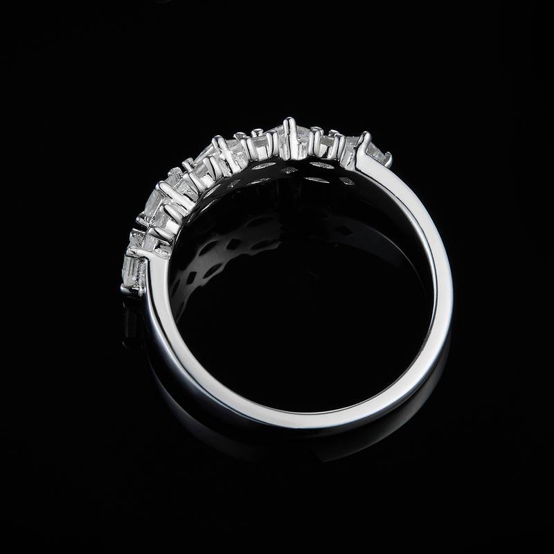 排戒S925银镀白金Women's Ring定制选款副石Moissanite1.1ct
