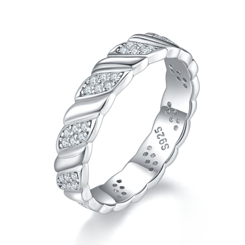 排戒S925银镀白金Women's Ring定制选款副石Moissanite0.24ct