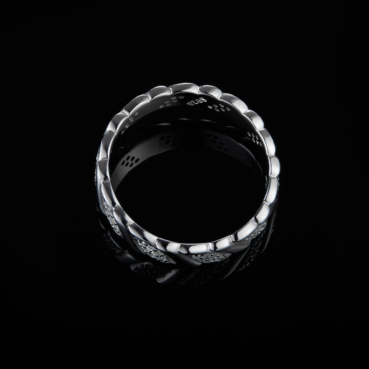 S925 Silver Plated Platinum Women's Ring Customized Selection with Sub Stone Moissanite Diamond 0.24ct