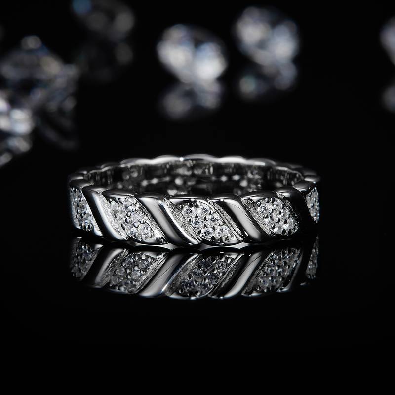 排戒S925银镀白金Women's Ring定制选款副石Moissanite0.24ct