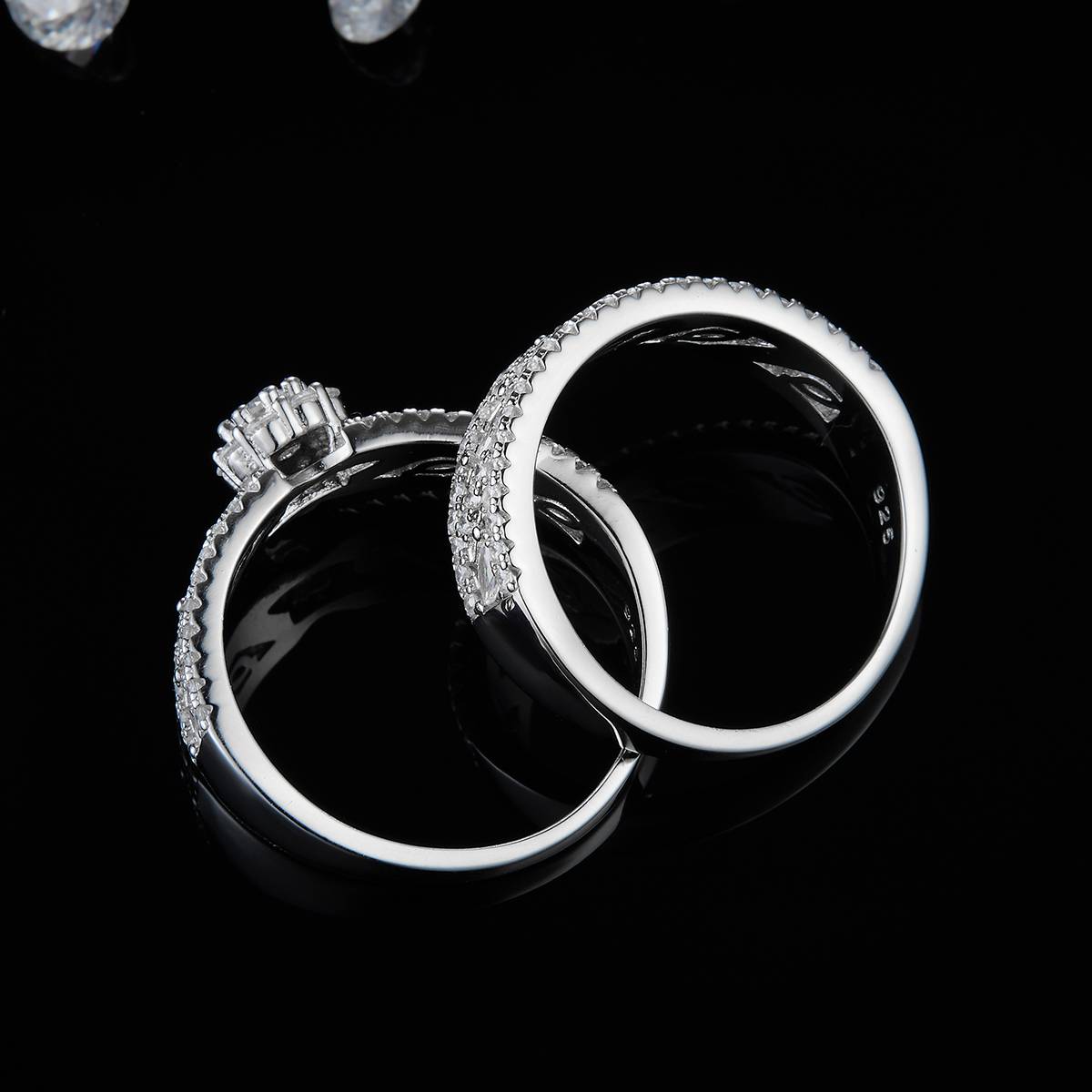 S925 Silver Plated Platinum Primary and Secondary Set Ring Stacked Women's Ring Customized Selection Main Stone Moissanite Diamond 0.82ct/Secondary Stone High Carbon Diamond