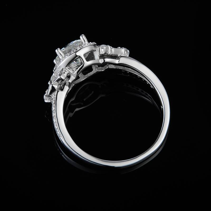 Affordable Luxury圆包Women's RingS925银镀白金定制选款主石Moissanite1.0ct/副石高碳钻