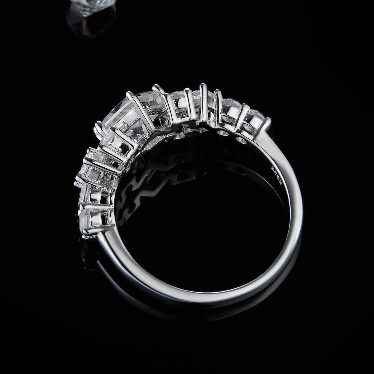 Princess Fang Women's Ring S925 Silver Plated Platinum Customized Selection Main Stone Moissanite Diamond 1.2ct/Secondary Stone High Carbon Diamond