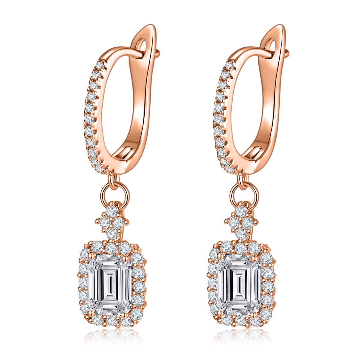 E21111601款S925银镀18K金对半耳环莫桑钻5*7mm/2.0CT