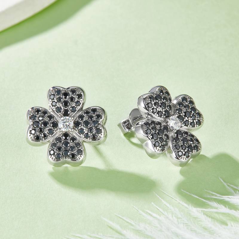 E240311026款S925银镀18K白金耳环Moissanite厘石1.34ct