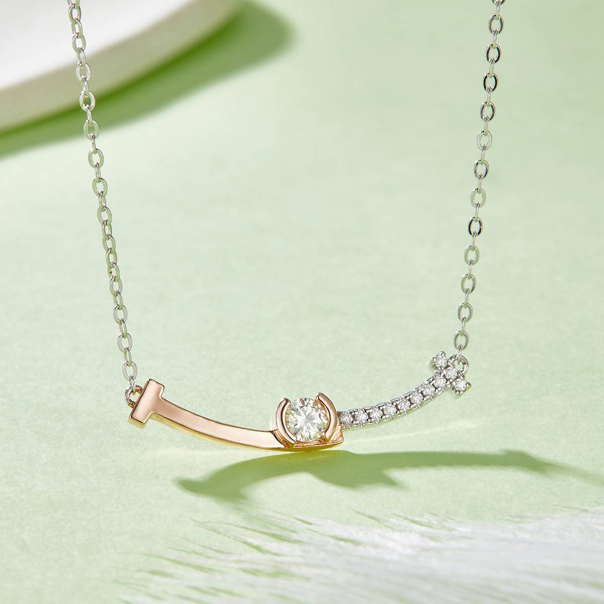 230129012款S925银镀18K双色MoissaniteNecklace3.5mm/0.2ct