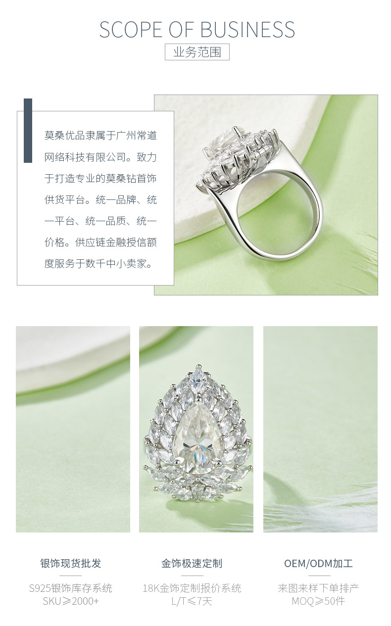 K230220026款S925银镀18K白金梨形莫桑钻女戒8*12mm/4.0CT - 3