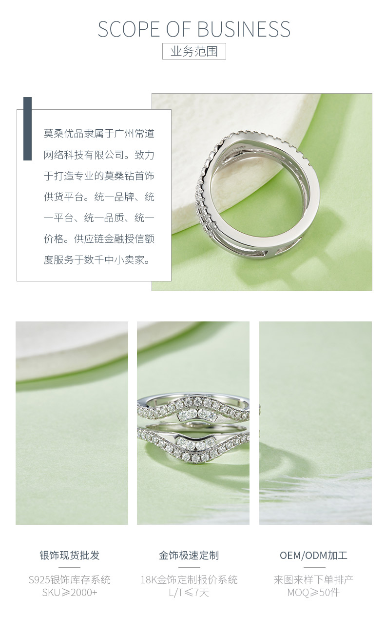 R220324014款S925银镀18K白金莫桑钻女戒厘石0.58CT - 3