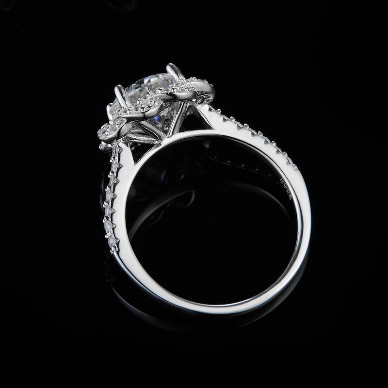 Affordable Luxury满钻Women's RingS925银镀白金定制选款主石Moissanite2.0ct/副石高碳钻