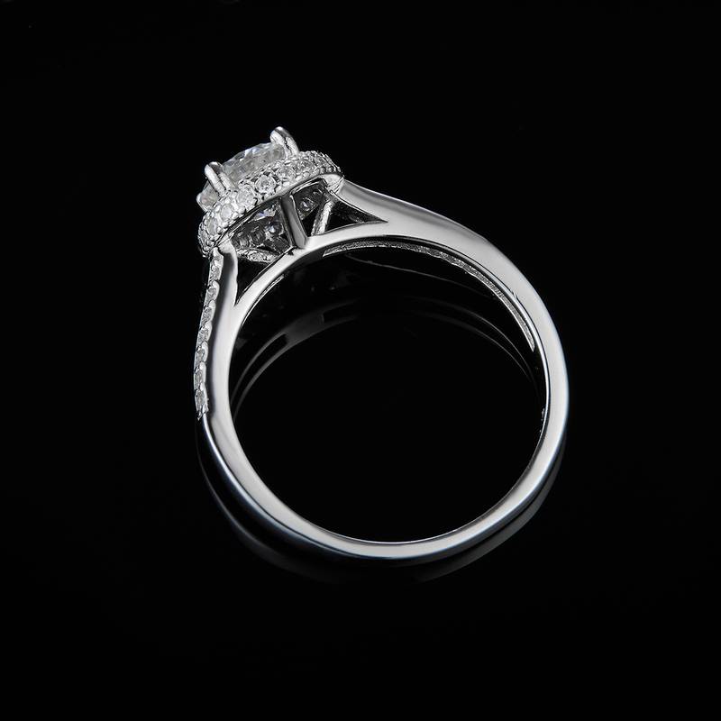 Affordable Luxury圆包Women's RingS925银镀白金定制选款主石Moissanite0.8ct/副石高碳钻