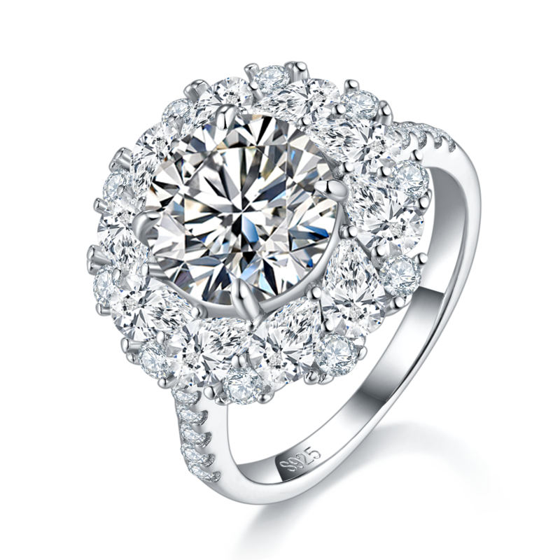 Affordable LuxuryWomen's RingS925银镀白金定制选款主石Moissanite3.0ct/副石高碳钻