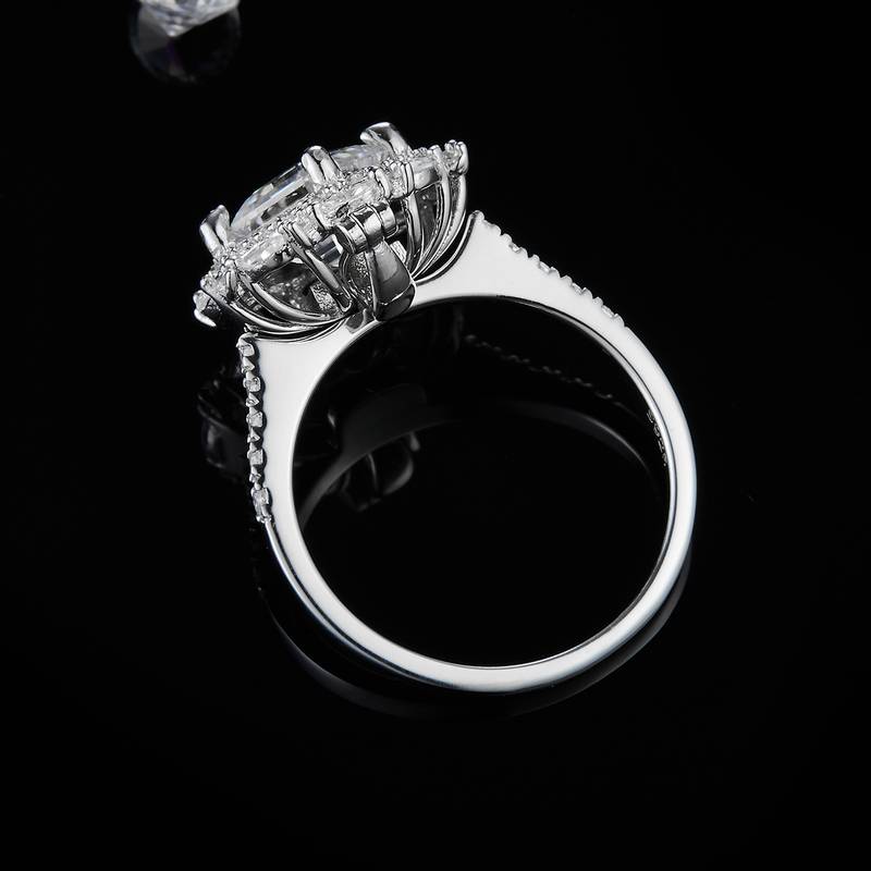 阿斯切Women's RingS925银镀白金定制选款主石Moissanite2.0ct/副石高碳钻