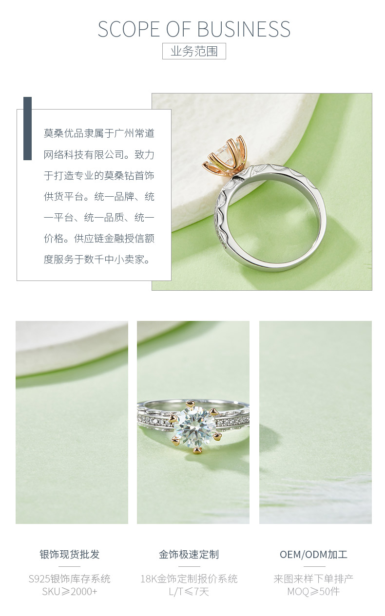R22117011款S925银镀18K双色圆形莫桑钻女戒1.0CT - 3