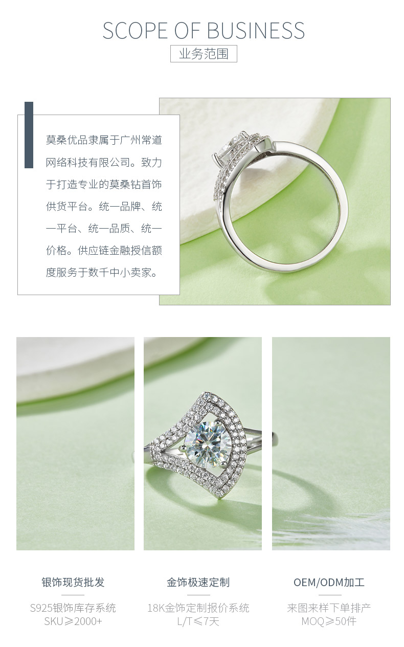 R221202015款S925银镀18K白金圆形莫桑钻女戒6.5mm/1.0CT - 3