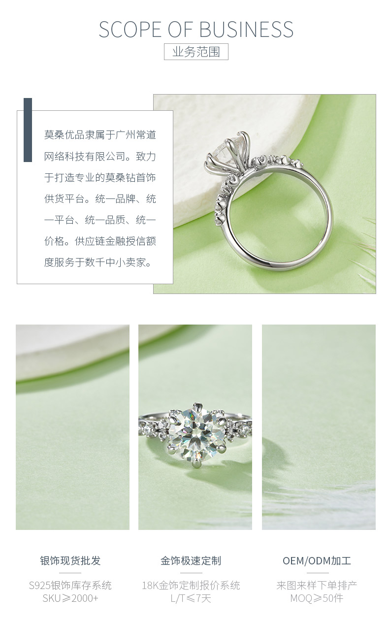 R221221023款S925银镀18K白金圆形莫桑钻女戒8.0mm/2.0CT - 3