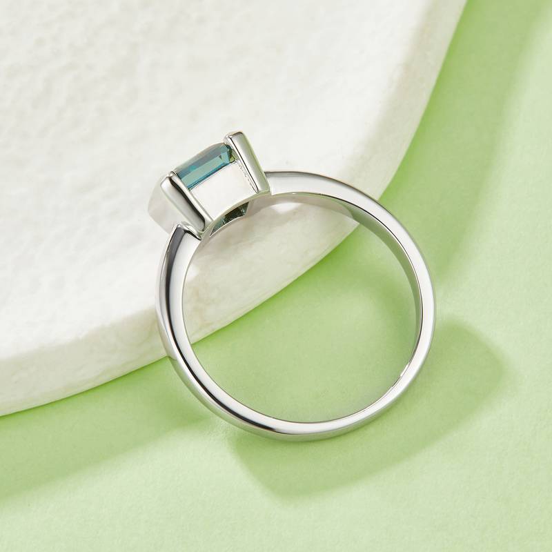 R221221026款S925银镀18K白金绿色阿斯切MoissaniteWomen's Ring6*6mmmm/1.0ct