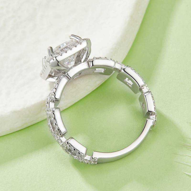 R221224014款S925银镀18K白金公主方MoissaniteWomen's Ring8*8mmmm/3.0ct