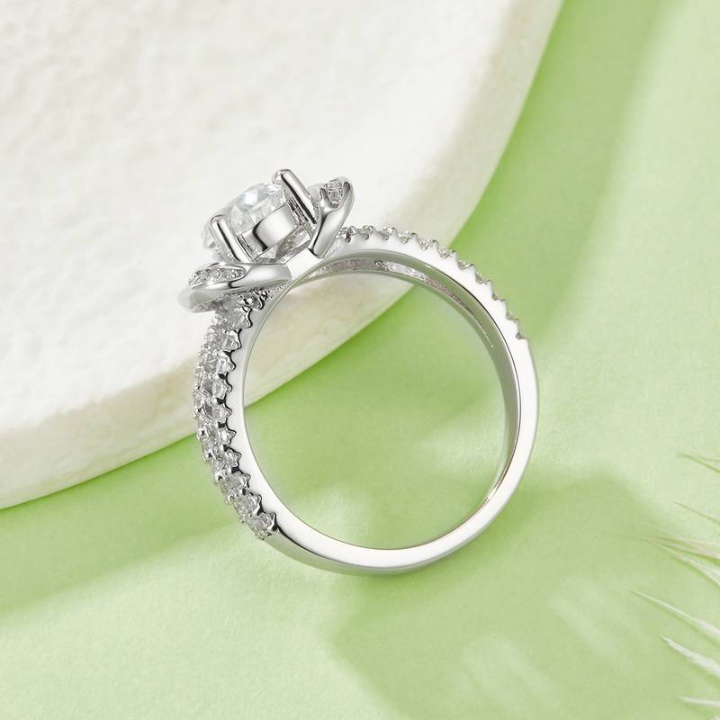 R230201018款S925银镀18K白金梨形MoissaniteWomen's Ring5*8mmmm/1.0ct