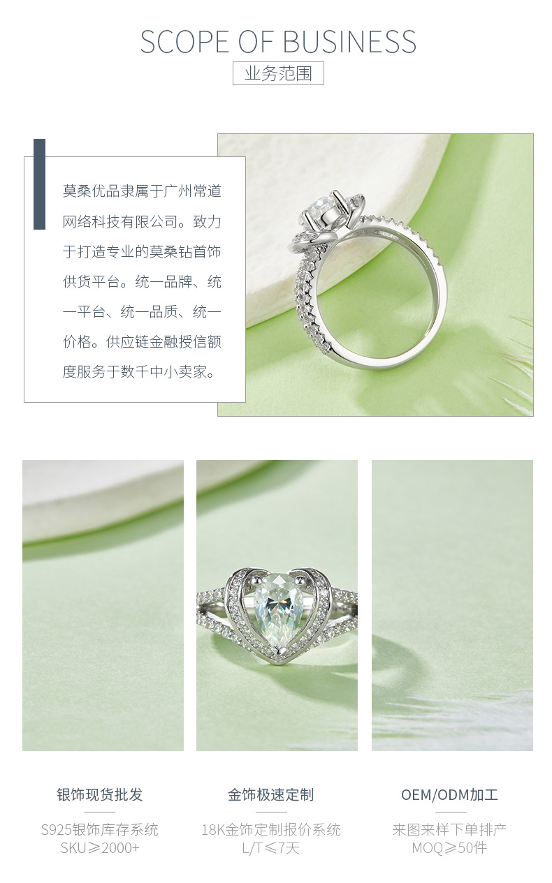 R230201018款S925银镀18K白金梨形莫桑钻女戒5*8mm/1.0CT - 3