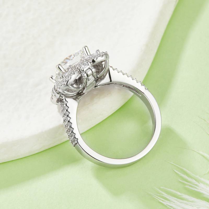 R230202014款S925银镀18K白金公主方MoissaniteWomen's Ring7*7mmmm/2.0ct