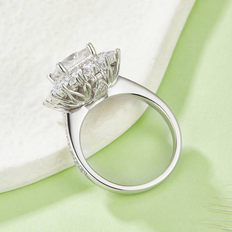 R230220028款S925银镀18K白金公主方MoissaniteWomen's Ring7*7mmmm/2.0ct